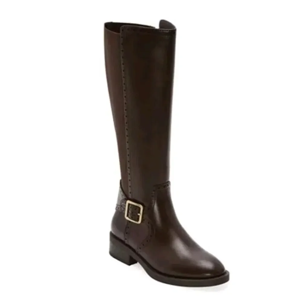 St John's Bay Toyson Knee Boots Women's Chocolate Brown Side Zip Sz 8M